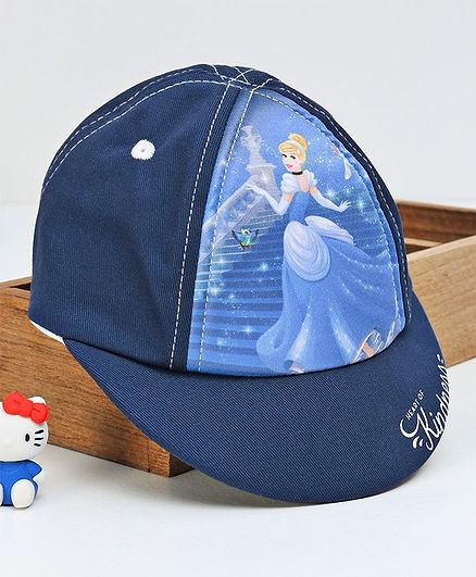 Babyhug Summer Cap Cinderella Print - Blue