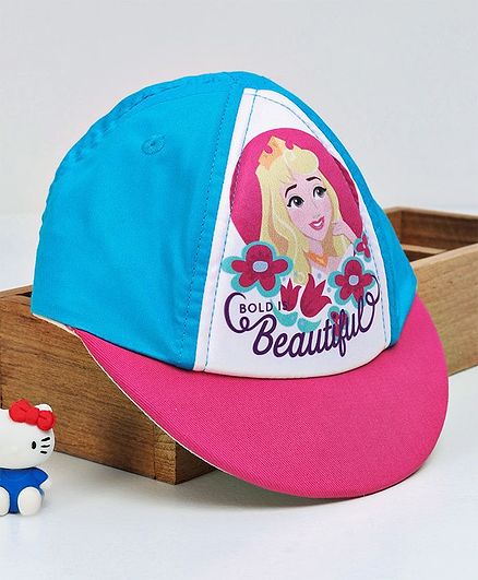 Babyhug Summer Cap Princess Aurora Print - Blue Pink