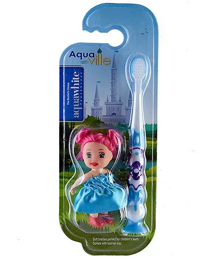 aquawhite Aqua Ville Ultra Soft Toothbrush With Doll Toy - Blue