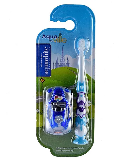 aquawhite Aqua Ville Ultra Soft Toothbrush With Car Toy - Blue