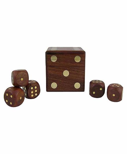 Desi Karigar Wooden Dice Set of 5 - Brown