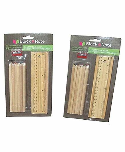 Desi Karigar Wooden Stationery Gift Set Combo Pack of 2 - Beige