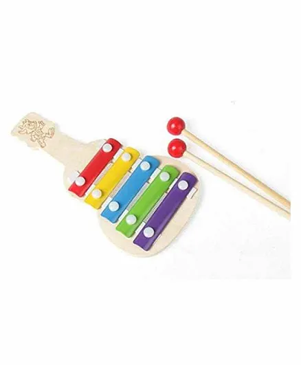 Desi Karigar Wooden Guitar Shaped Xylophone - Multicolour