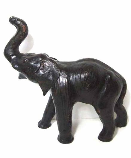 Desi Karigar Leather Elephant Showpiece - Black