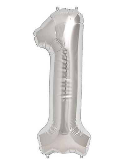 Shopperskart Helium Foil Balloon Number 1 Shape - Silver