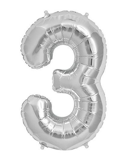 Shopperskart Helium Foil Balloon Number 3 Shape - Silver