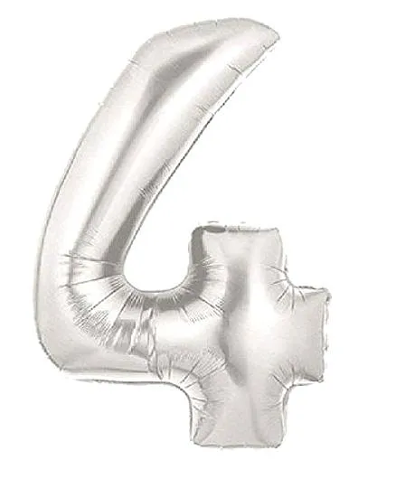 Shopperskart Helium Foil Balloon Number 4 Shape - Silver