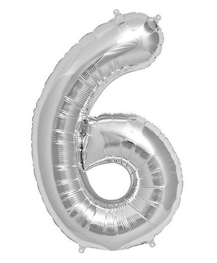 Shopperskart Helium Foil Balloon Number 6 Shape - Silver