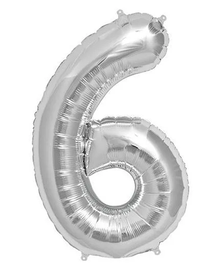 Shopperskart Helium Foil Balloon Number 6 Shape - Silver