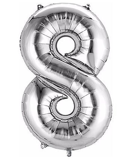 Shopperskart Helium Foil Balloon Number 8 Shape - Silver