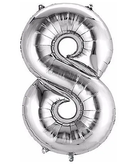 Shopperskart Helium Foil Balloon Number 8 Shape - Silver