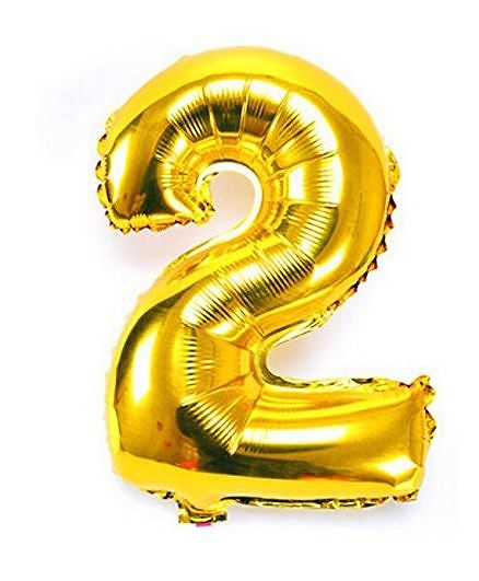 Shopperskart Helium Foil Balloon Number 2 Shape - Golden