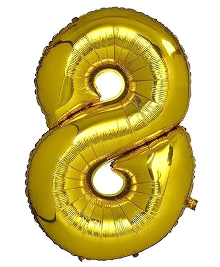 Shopperskart Helium Foil Balloon Number 8 Shape - Golden