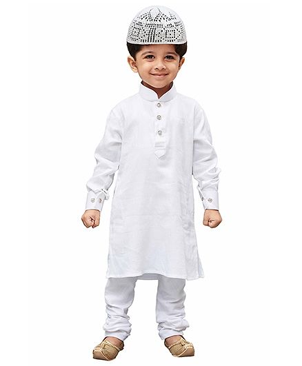 JBN Creation Plain Kurta & Pajama Set - White