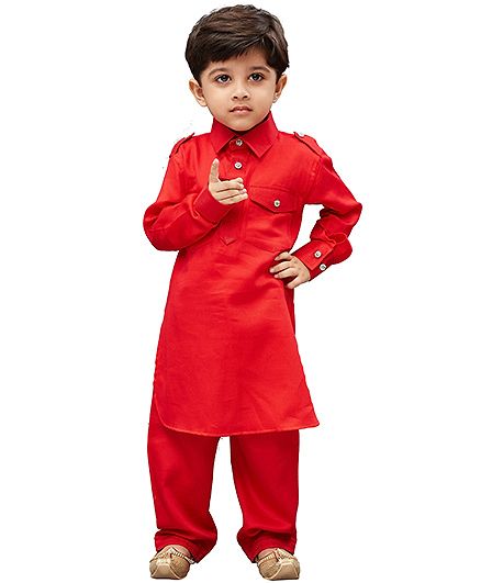 JBN Creation Pathani Kurta & Pyjama Set - Red