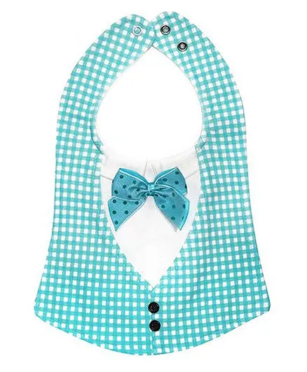 Little Hip Boutique Check Bow Bib - Sea Green