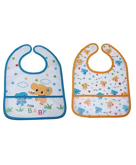 Little Hip Boutique Elephant Print Crumb Catcher Set - Orange & Blue