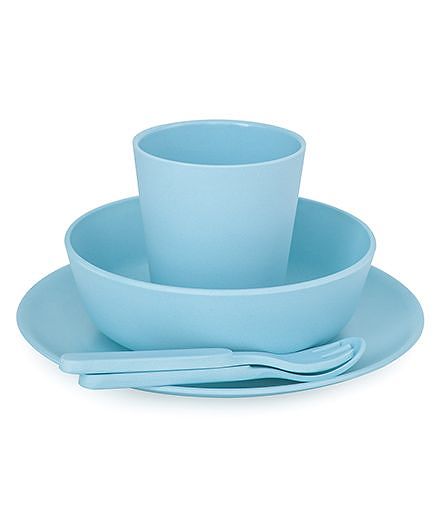 Bobo&Boo Bamboo Dinnerware Set of 5 - Aqua Blue