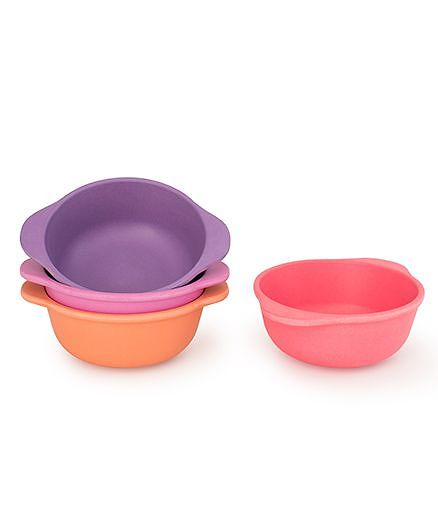 Bobo&Boo Bamboo Snack Bowls With Handles Set of 4 - Purple Pink Orange