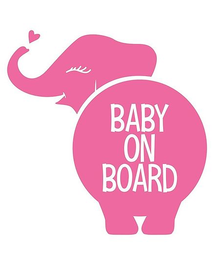 Syga Baby On Board Elephant Car Sticker - Pink