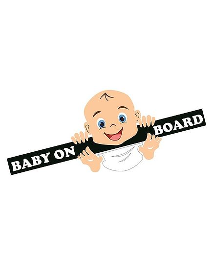 Syga Laughing Baby On Board Car Sticker - Black