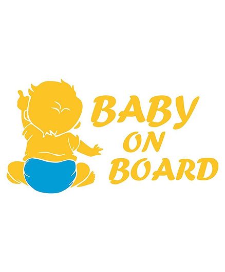 Syga Baby On Board Baby Pointing Car Sticker - Yellow