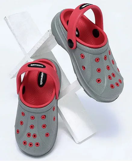 Cute Walk by Babyhug Clogs With Back Strap - Grey Red