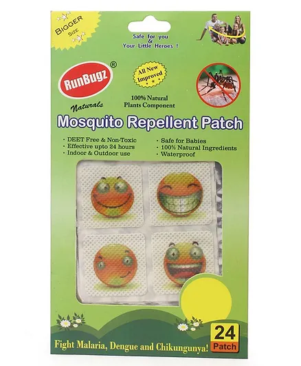RunBugz Mosquito Repellent Patch Smiley Print - Pack Of 24