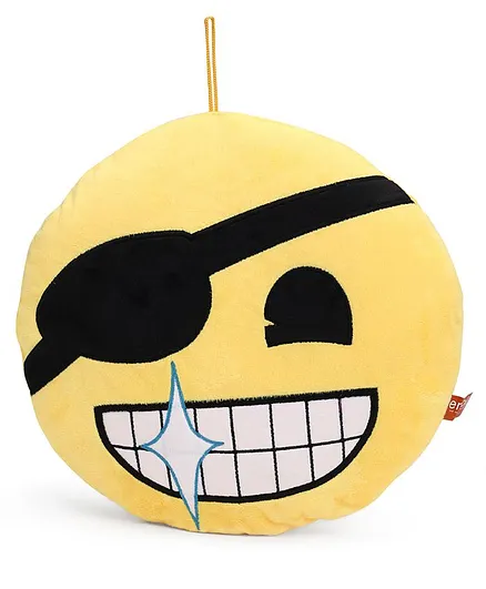 My Baby Excels Emoji Eyepatch Face Plush Soft Toy Yellow - Height 30 cm