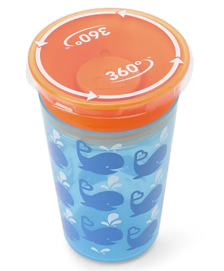 Munchkin Miracle 360 Decorated Sippy Cup Fish Print Blue Orange - 266 ml