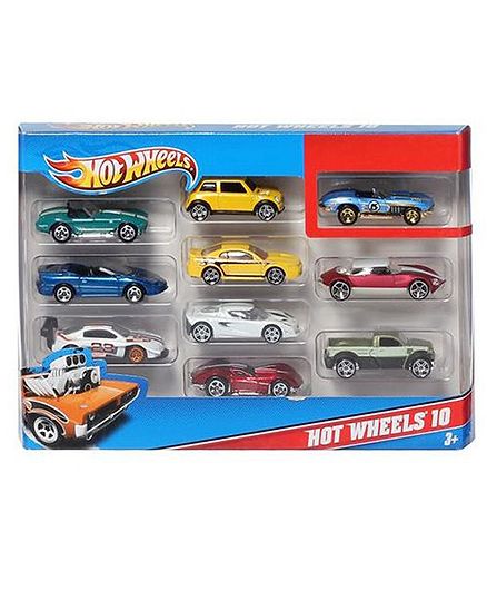 Hotwheels Die Cast Free Wheel Toy Car Pack of 10 - Colours & Designs May Vary)