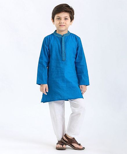 Babyhug Full Sleeves Kurta & Pajama Set - Blue