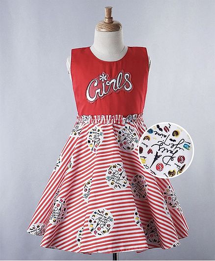 Enfance Girls Applique Sleeveless Dress - Red