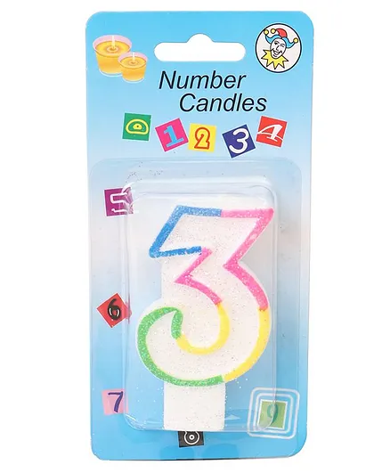 B Vishal Decorative Numeral Candle 3 - Multicolor