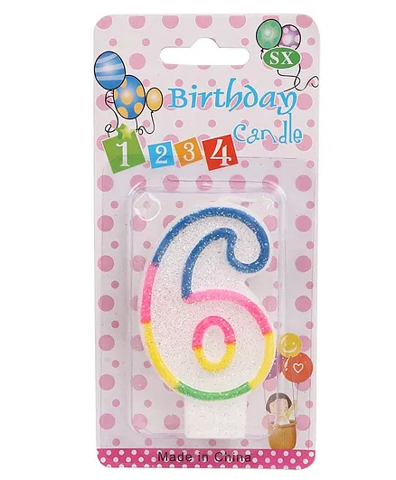 B Vishal Decorative Numeral Candle 6 - Multicolor