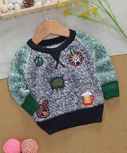 Yellow Apple Winter Wear Full Sleeves Tee Cheers Embroidery - Green Navy Blue