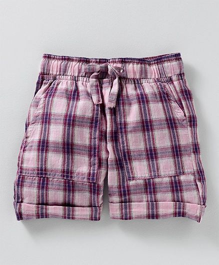 Kiddopanti Checks Shorts - Purple