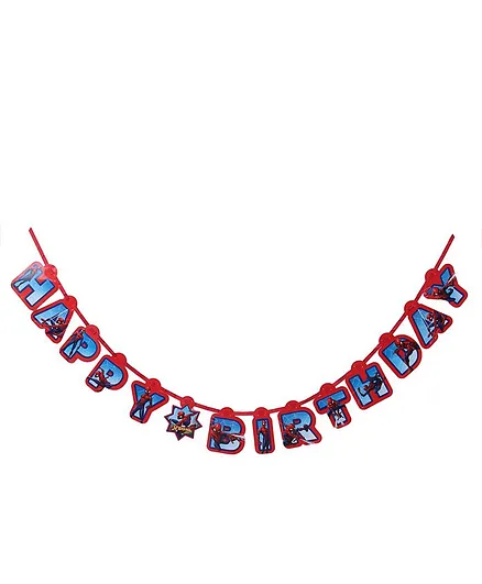 Marvel Happy Birthday Banner Spider Man Print - Red Blue