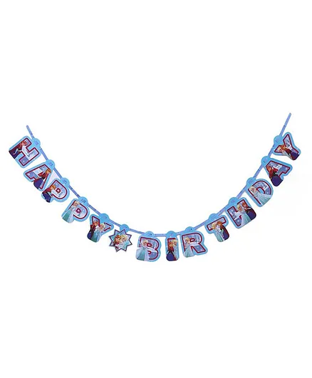 Disney Frozen Birthday Banner Character Print - Blue