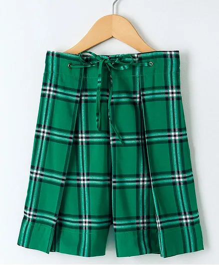 Silverthread Casual Wear Checks Shorts - Green