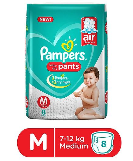 Pampers Pant Style Diapers Medium Size - 8 Pieces