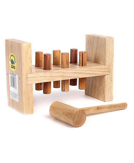 Little Genius Wooden Hammer & Pegs - Beige