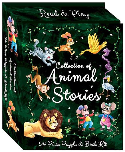 Art Factory Animal Stories Puzzle & Book Kit Green - Pack of 24 Pieces