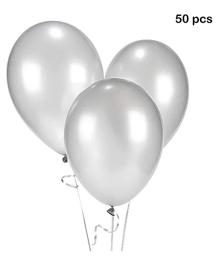 Balloon Junction Metallic Balloons Pack of 50 - Silver