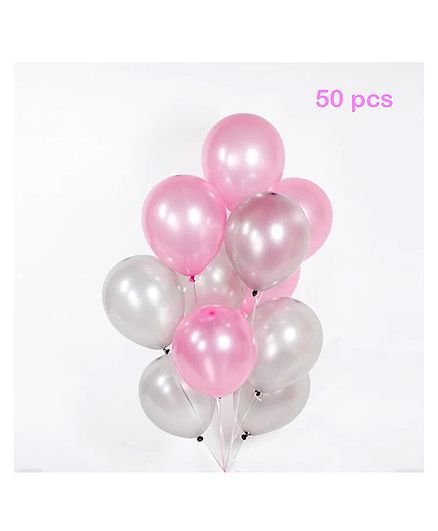 Balloon Junction Metallic Balloons Pack of 50 - Pink & Silver