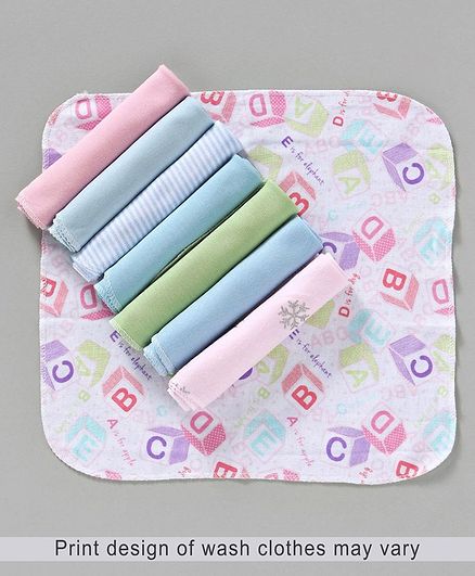 Babyhug Wash Clothes - Pack of 8 (Color & Design May Vary)