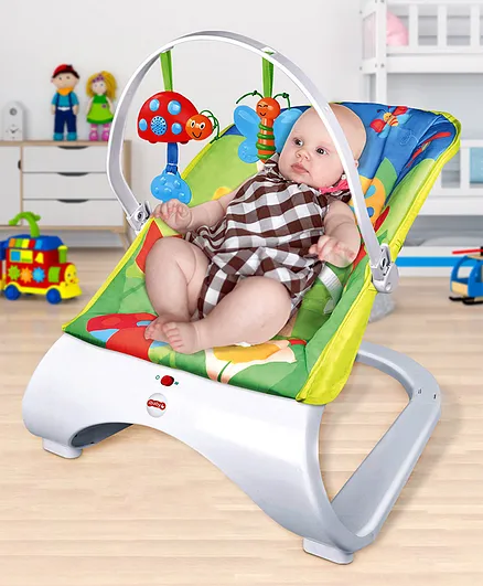 Baby Bouncer With Hanging Toys Butterfly Print - Multicolor
