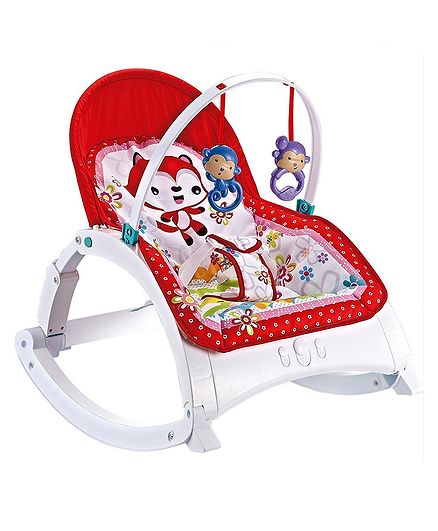 Baby Musical Rocker With Hanging Toys - Red & Multi Colour