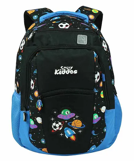 Smilykiddos Dual Color Backpack With Padded Adjustable Straps Star Print Light Blue - 16 Inches