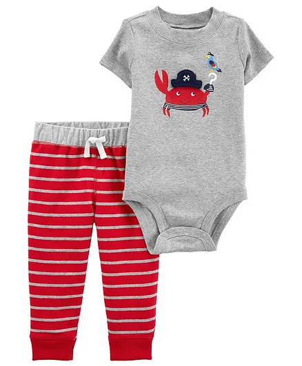 Carter's 2-Piece Crab Bodysuit Pant Set - Red Grey